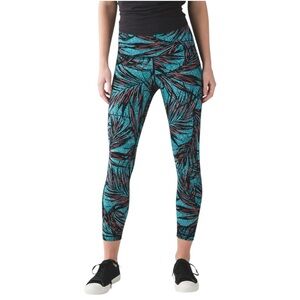 Lululemon‎ Leggings Women’s Size 10 US Teal Tofino Palm High-Rise Pants Stretch